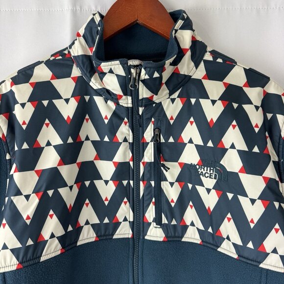 The North Face Mens Fleece Jacket L Large 300 Tundra Teal Geo Print Full Zip - Picture 3 of 10